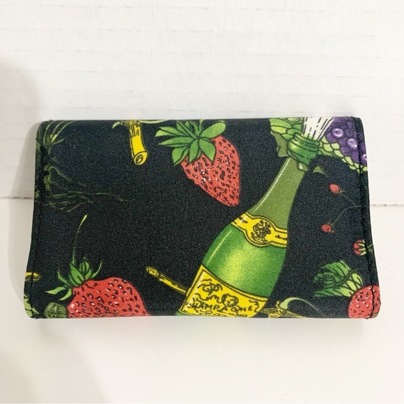 Nicole Miller Fruit /Champagne Design Flap & Snap Closure Key/Credit Card Holder - Picture 2 of 3